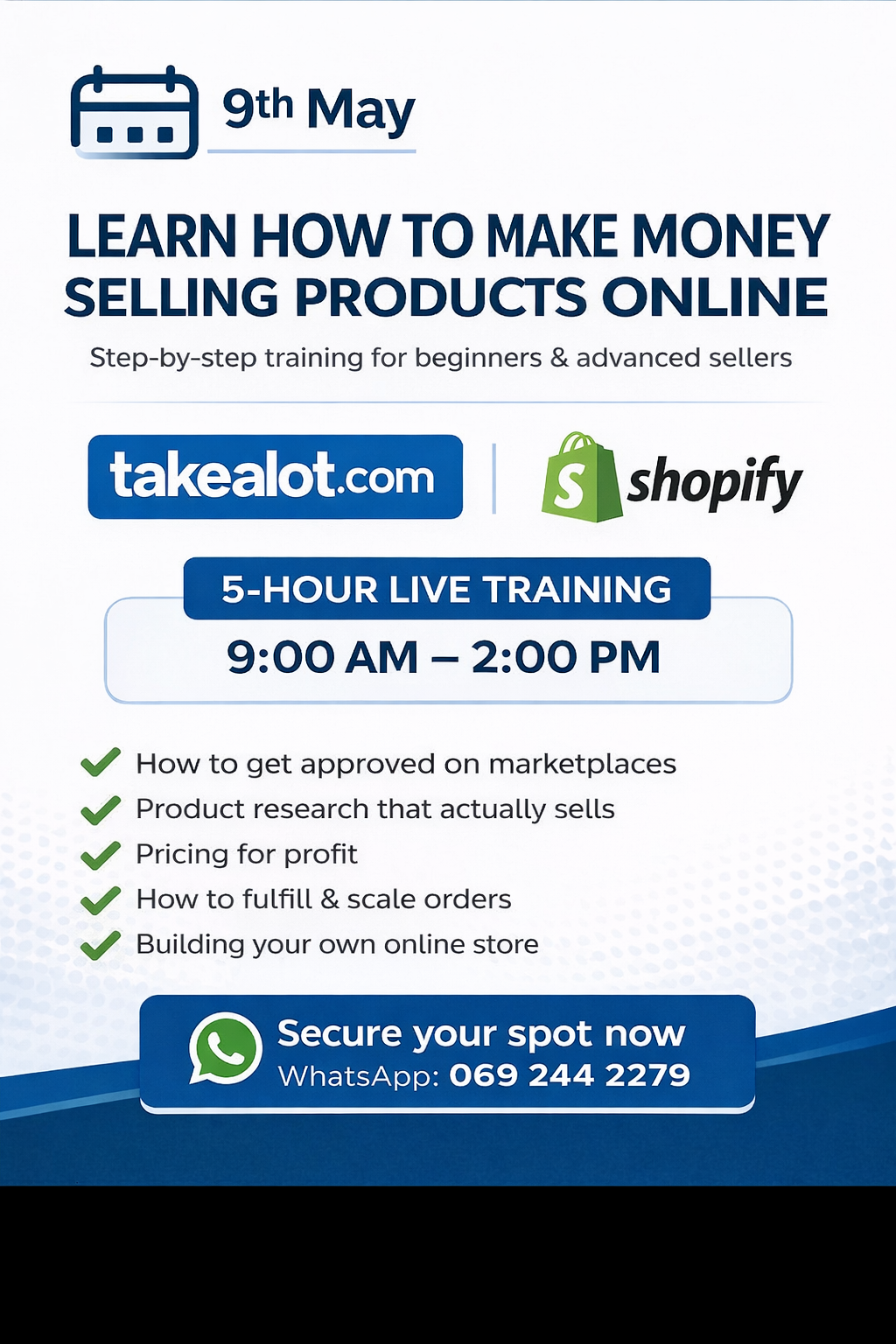 Marketplace & Online Store Training – 5-Hour Live Zoom (9 May 2026)