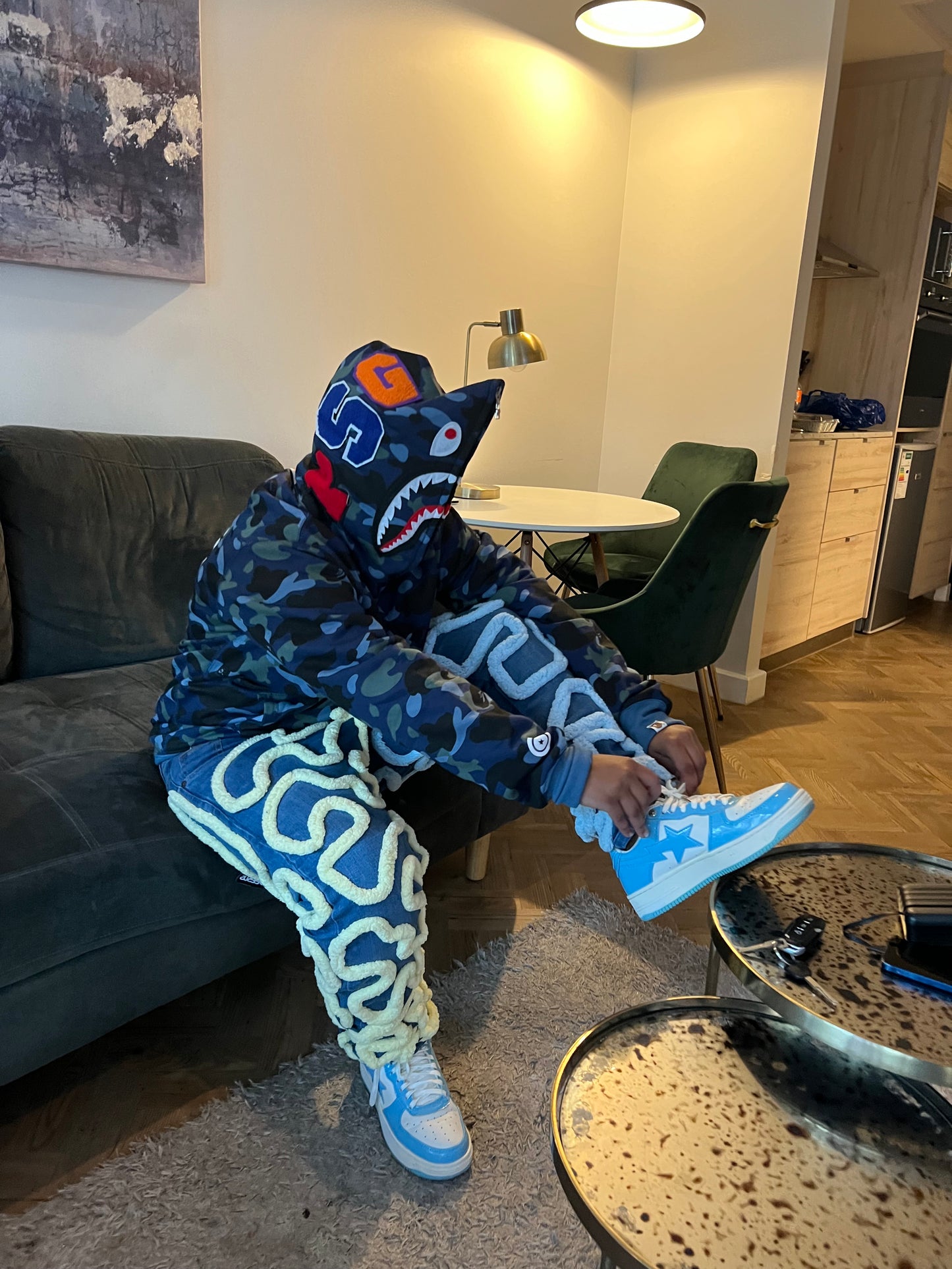 Navy Blue Bape full zip Hoodie