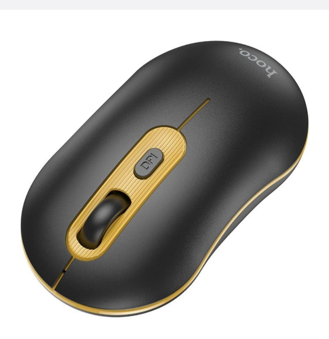 Wireless Ergonomic Mouse HOCO GM21 Platinum 2.4G Black-Yellow