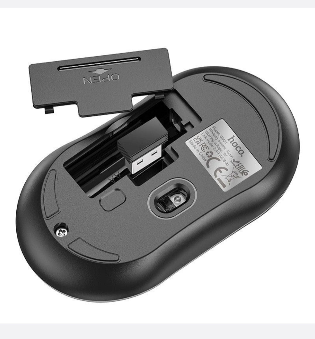 Wireless Ergonomic Mouse HOCO GM21 Platinum 2.4G Black-Yellow