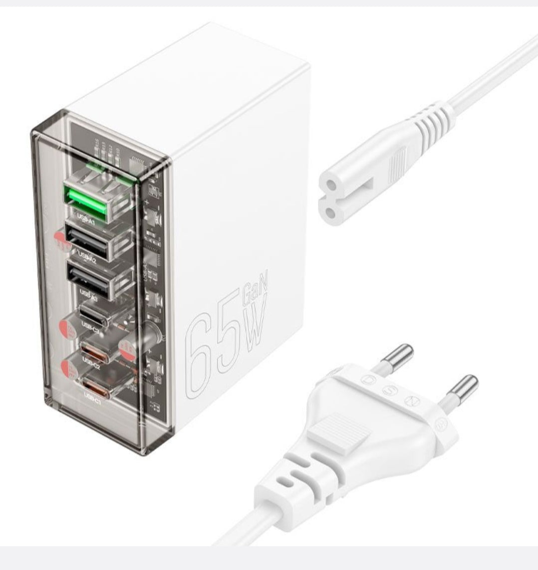 HOCO-N36-Fast Desktop Charging Hub 65Watt With 3 USB+ 3 Type C Port