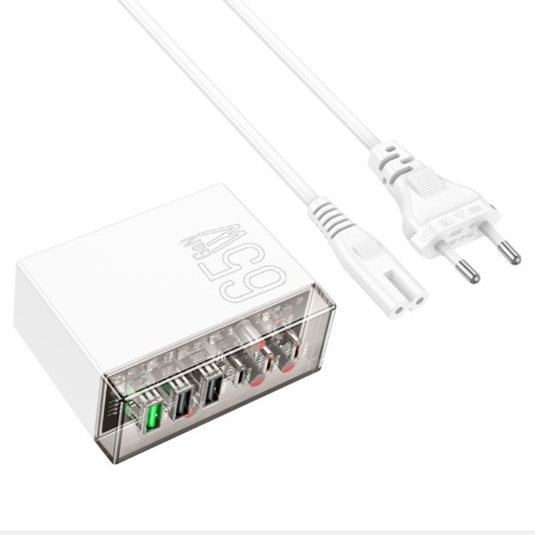 HOCO-N36-Fast Desktop Charging Hub 65Watt With 3 USB+ 3 Type C Port