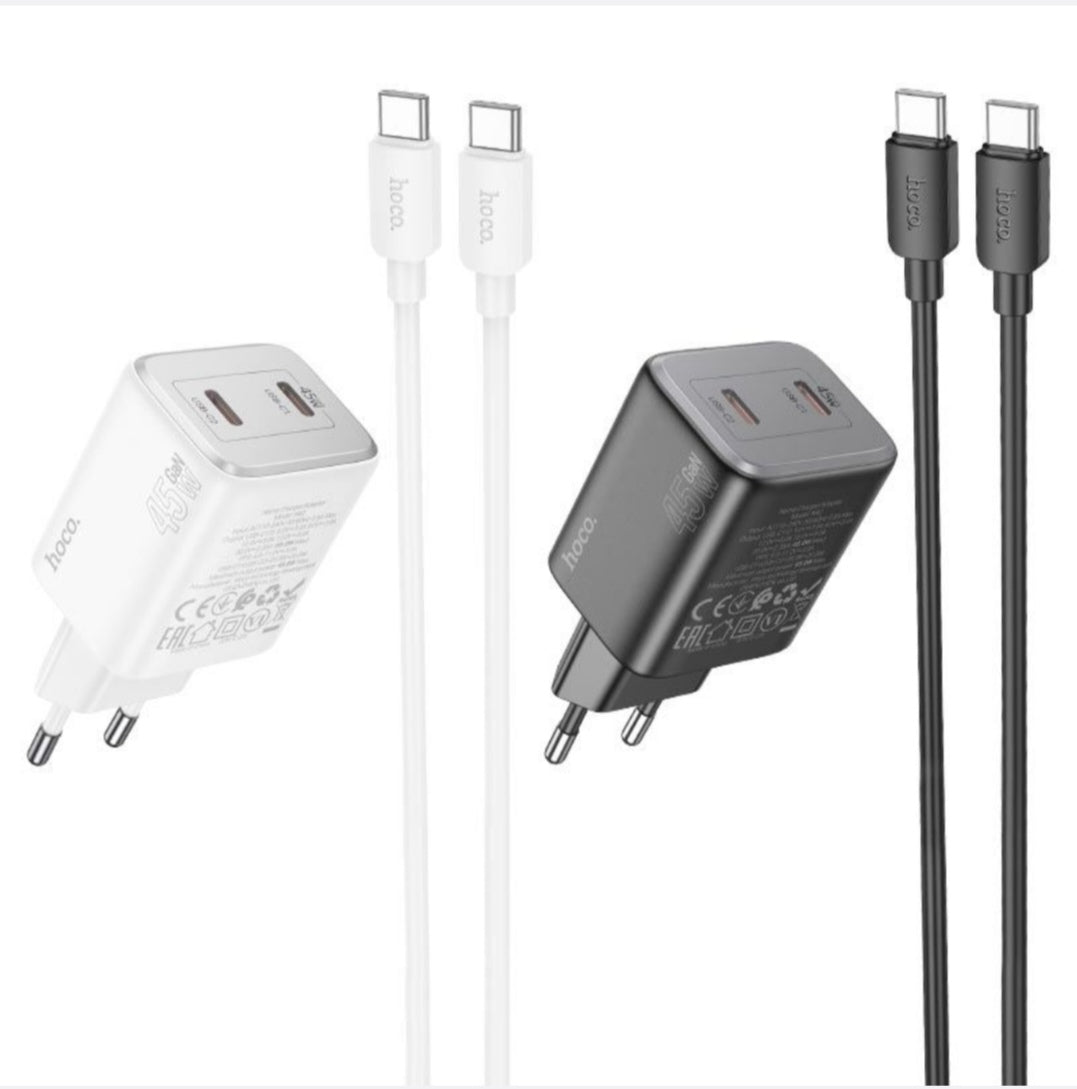 PD45 Watt Fast Type C Wall Charger Set With USB-C to USB-C 1M Cabl-HOCO-N42