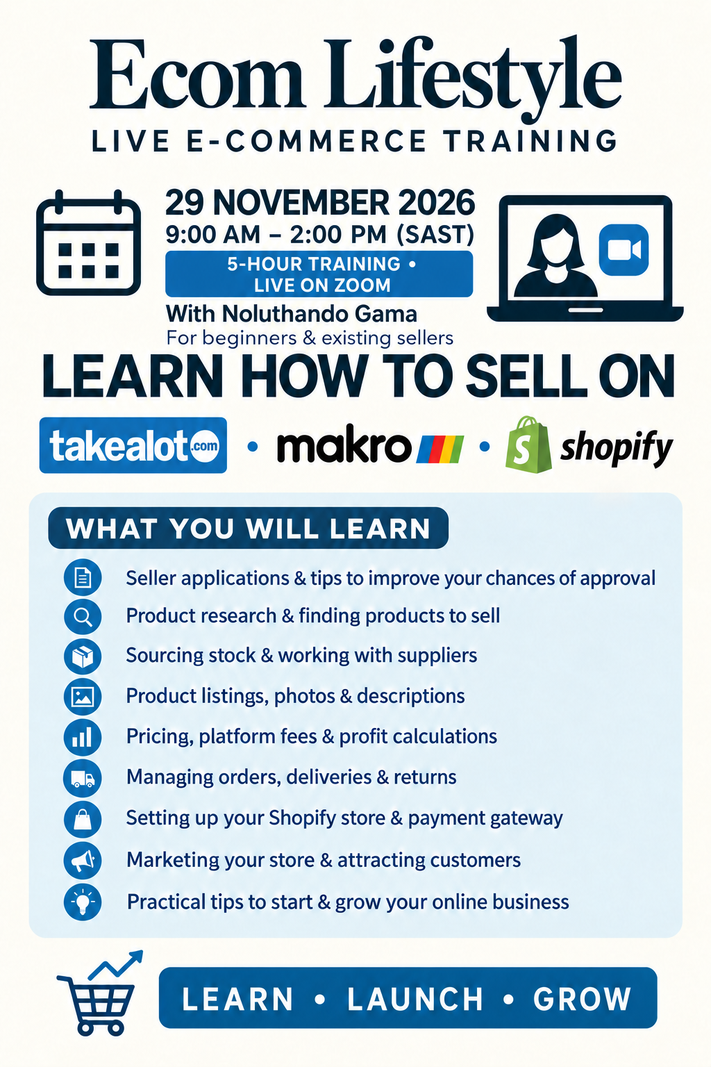 Takealot, Makro & Shopify Live Zoom Training | 29 November 2026