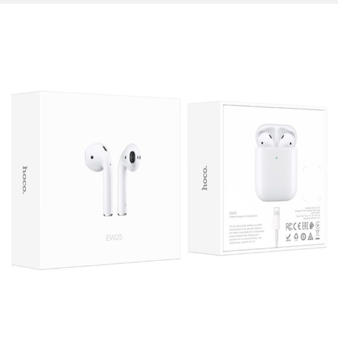 hoco True Wireless Earphone Bluetooth 5.3 With Built-In Mic white EW25