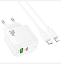 Hoco Fast Charger 20W Dual Ports with USB-C To IP 1m Cable for iPhone - CS54A
