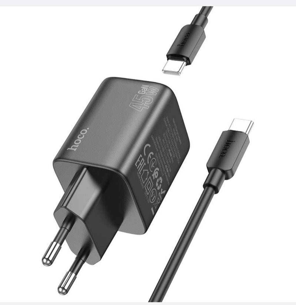 PD45 Watt Fast Type C Wall Charger Set With USB-C to USB-C 1M Cabl-HOCO-N42