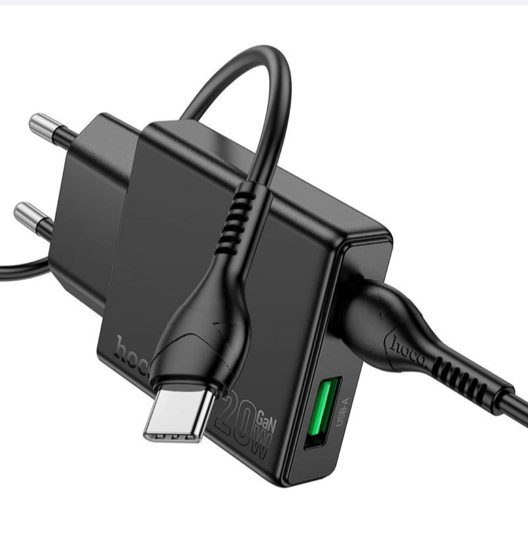 USB-C Fast Charger 20Watt Set With Type C to Type C-1 Meter Cable-HOCO-N38