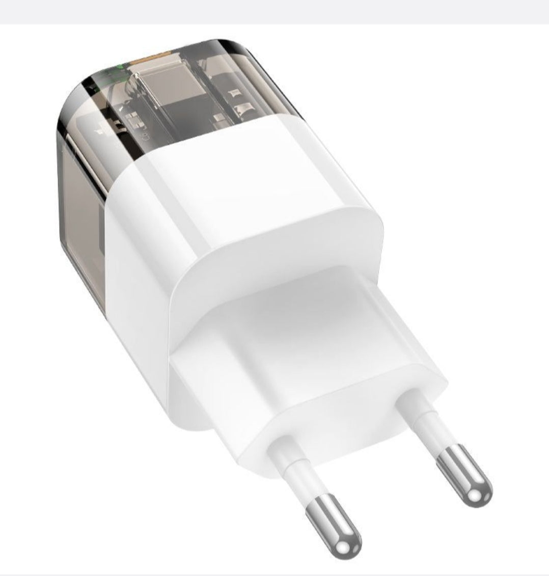 HOCO-C131A-Fast Type C Charging Adapter 30Watt With Dual Port USB+ Type C