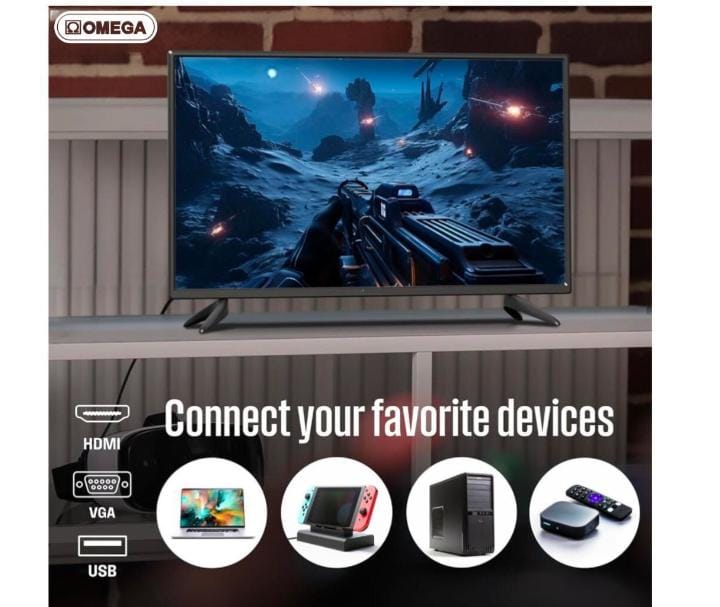 Omega 40" Full HD TV Wide Color Changer HDMI / USB / AV Mode (Non-Smart TV)