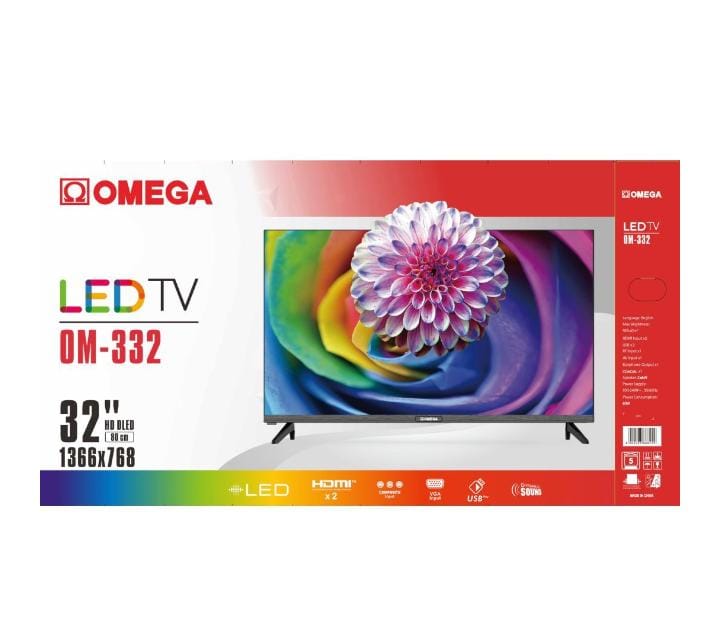 Omega 32" HD Ready LED TV HDMI/USB/AV Mode (Non-Smart TV)