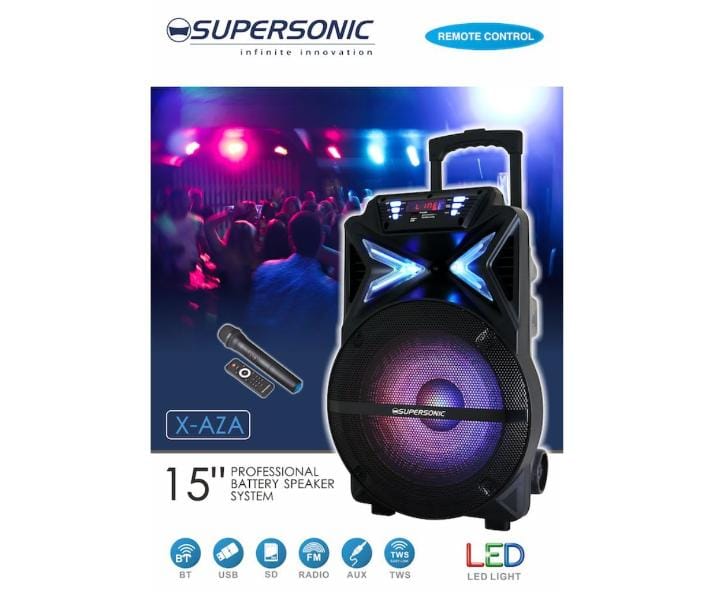 Supersonic 15" Portable Karoake Speaker Trolley Soundcraft Voyager X-AZA