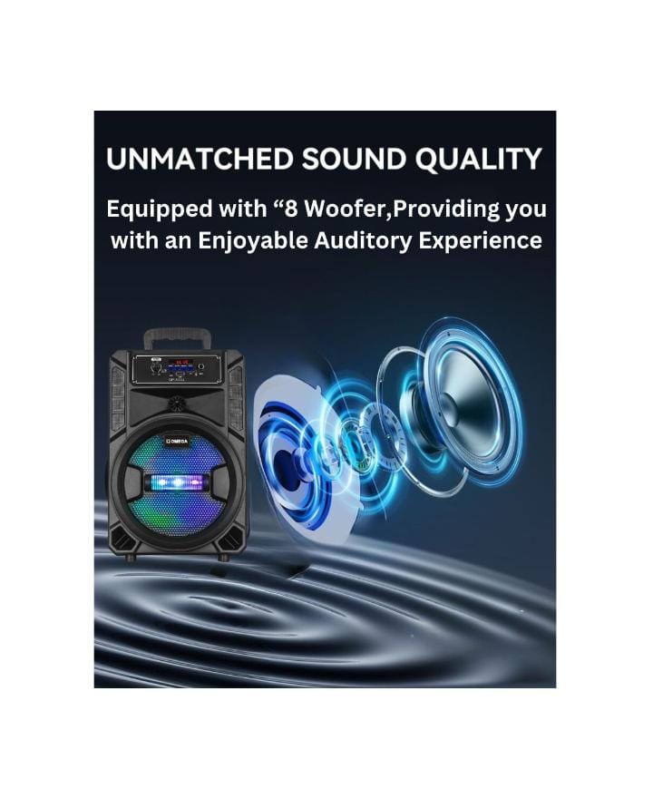 Omega 8" Aura Series Portable Karaoke Party Speaker Battery-Powered 83A3