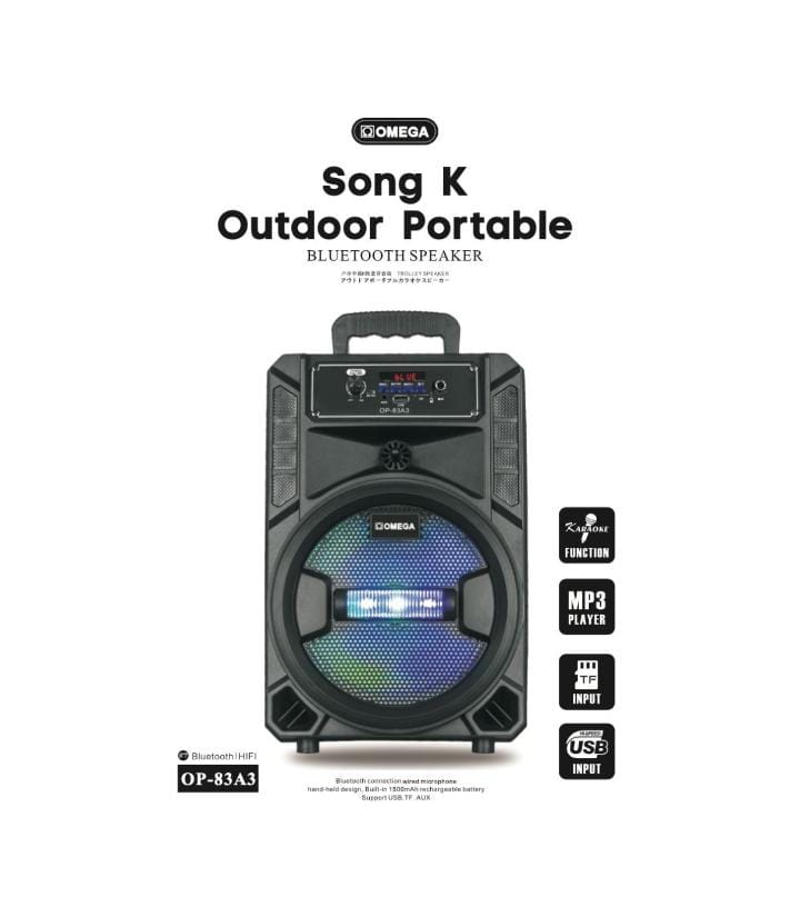 Omega 8" Aura Series Portable Karaoke Party Speaker Battery-Powered 83A3