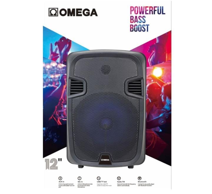 Omega 12" Outdoor Karaoke Speaker Battery-Powered For Loadshedding X-AE12